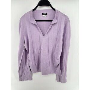PHILIPPE ADEC Long Sleeve cashmere, silk blend sweater V Neck Lavender Size XL